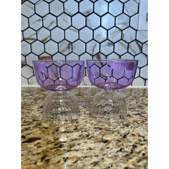 Threshold 2X Purple Clear Cocktail Glass or Ice Cream Glass Set New - Picture 1 of 2